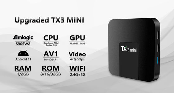 ODM Android 6.0 Amlogic S905w2 Setup Box  TX3mini Wifi2.4G 5G